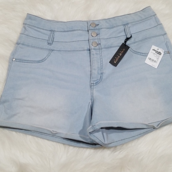 refuge Pants - Refuge High waisted light blue jean Short. Size 14